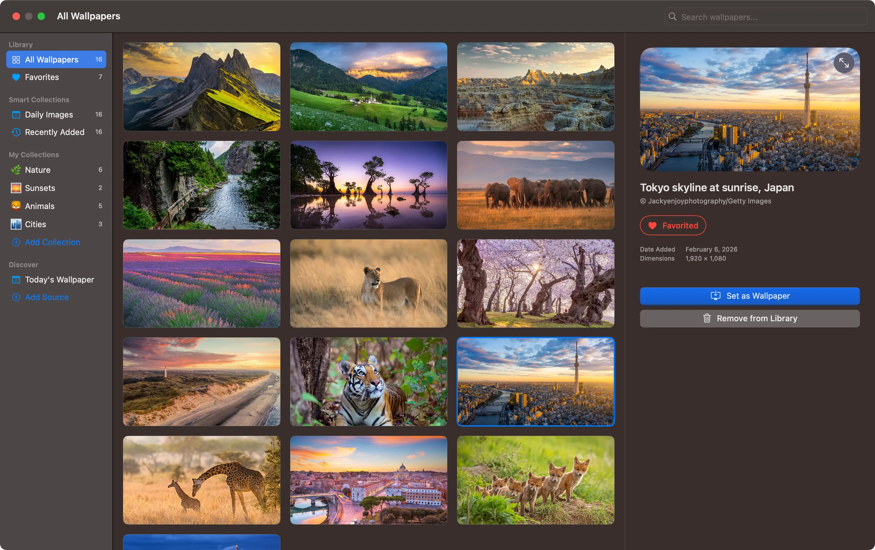 Wallpaper library with collections and favorites